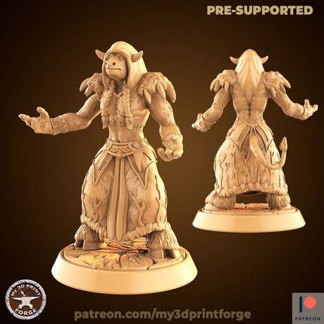 CowFolk Shaman Miniature | 366 - Tabletop RPG & D&D miniature. Perfect for wargaming & collectors