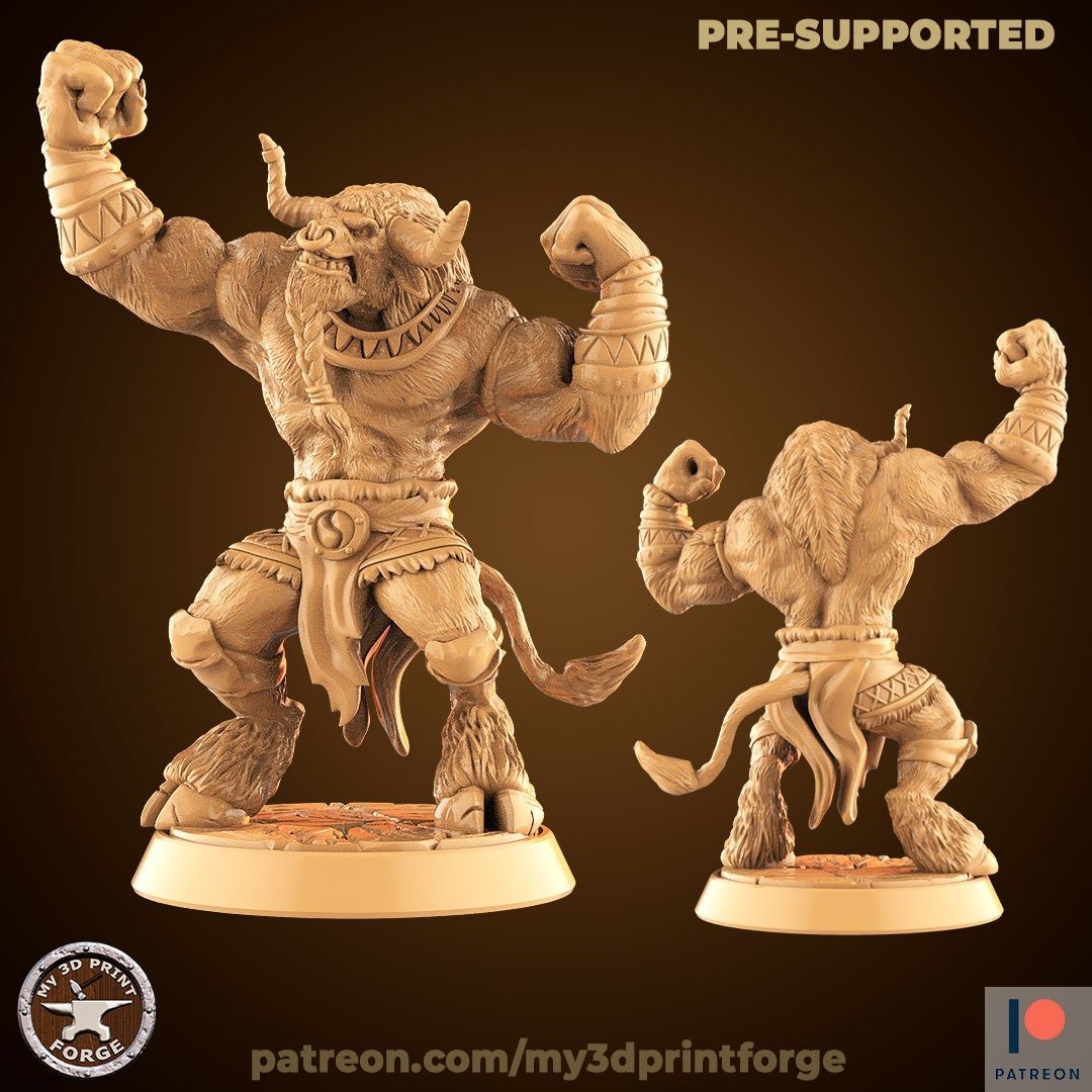 CowFolk Shaman Miniature | 369 - Tabletop RPG & D&D miniature. Perfect for wargaming & collectors