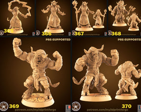 CowFolk Shaman Miniature | Full Set All Models - Tabletop RPG & D&D miniature. Perfect for wargaming & collectors