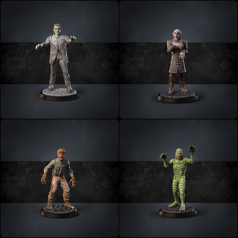 Creepy gang, bandits Miniature | Full Set All Models - Tabletop RPG & D&D miniature. Perfect for wargaming & collectors