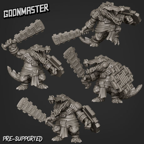 Crocodile Guard Miniature | Set of 4 - Tabletop RPG & D&D miniature. Perfect for wargaming & collectors