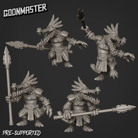 Crocodile Miniature | Set of 4 - Tabletop RPG & D&D miniature. Perfect for wargaming & collectors
