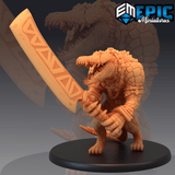 Crocodile Warrior Miniature | A - Tabletop RPG & D&D miniature. Perfect for wargaming & collectors