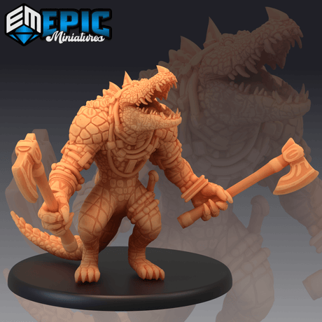 Crocodile Warrior Miniature | B - Tabletop RPG & D&D miniature. Perfect for wargaming & collectors