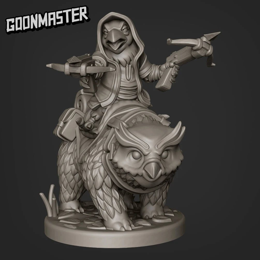 Crow Rider On OwlBears Miniature | A - Tabletop RPG & D&D miniature. Perfect for wargaming & collectors