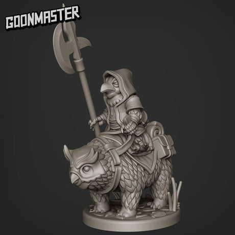 Crow Rider On OwlBears Miniature | B - Tabletop RPG & D&D miniature. Perfect for wargaming & collectors