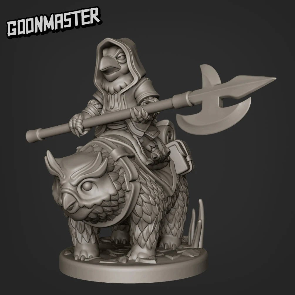 Crow Rider On OwlBears Miniature | C - Tabletop RPG & D&D miniature. Perfect for wargaming & collectors