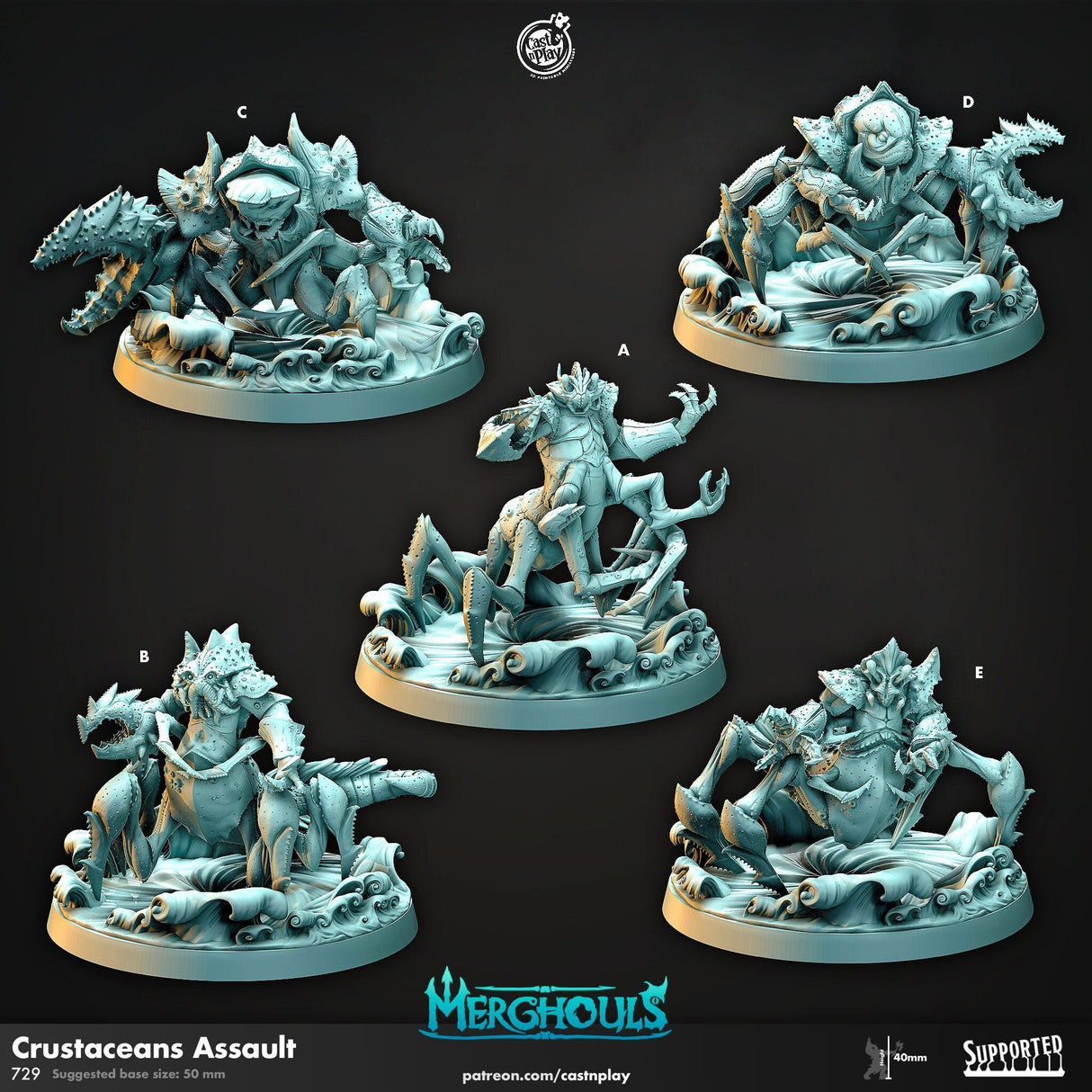 Crustaceans Assault Miniature | A - Tabletop RPG & D&D miniature. Perfect for wargaming & collectors