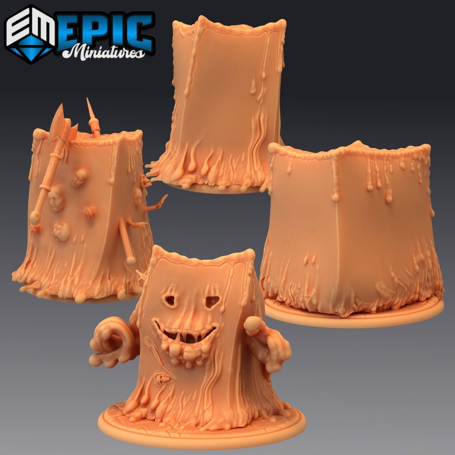 Cube Slime Miniature - Set of 4 - 28mm