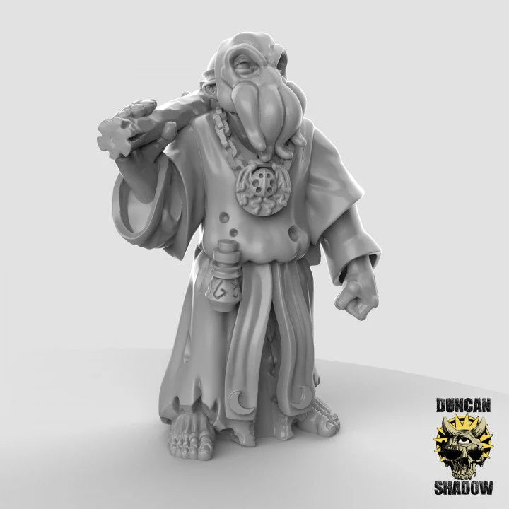 mindflayer worshipers cult Miniature with clubs | C - Tabletop RPG & D&D miniature. Perfect for wargaming & collectors