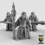 mindflayer worshipers cult Miniature with spears | Set of 3 - Tabletop RPG & D&D miniature. Perfect for wargaming & collectors