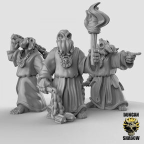 mindflayer worshipers cult Miniature | Set of 3 - Tabletop RPG & D&D miniature. Perfect for wargaming & collectors