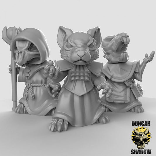 Cultist Mouse Folk, Mouse Folk Miniature - Set of 3 - 28mm