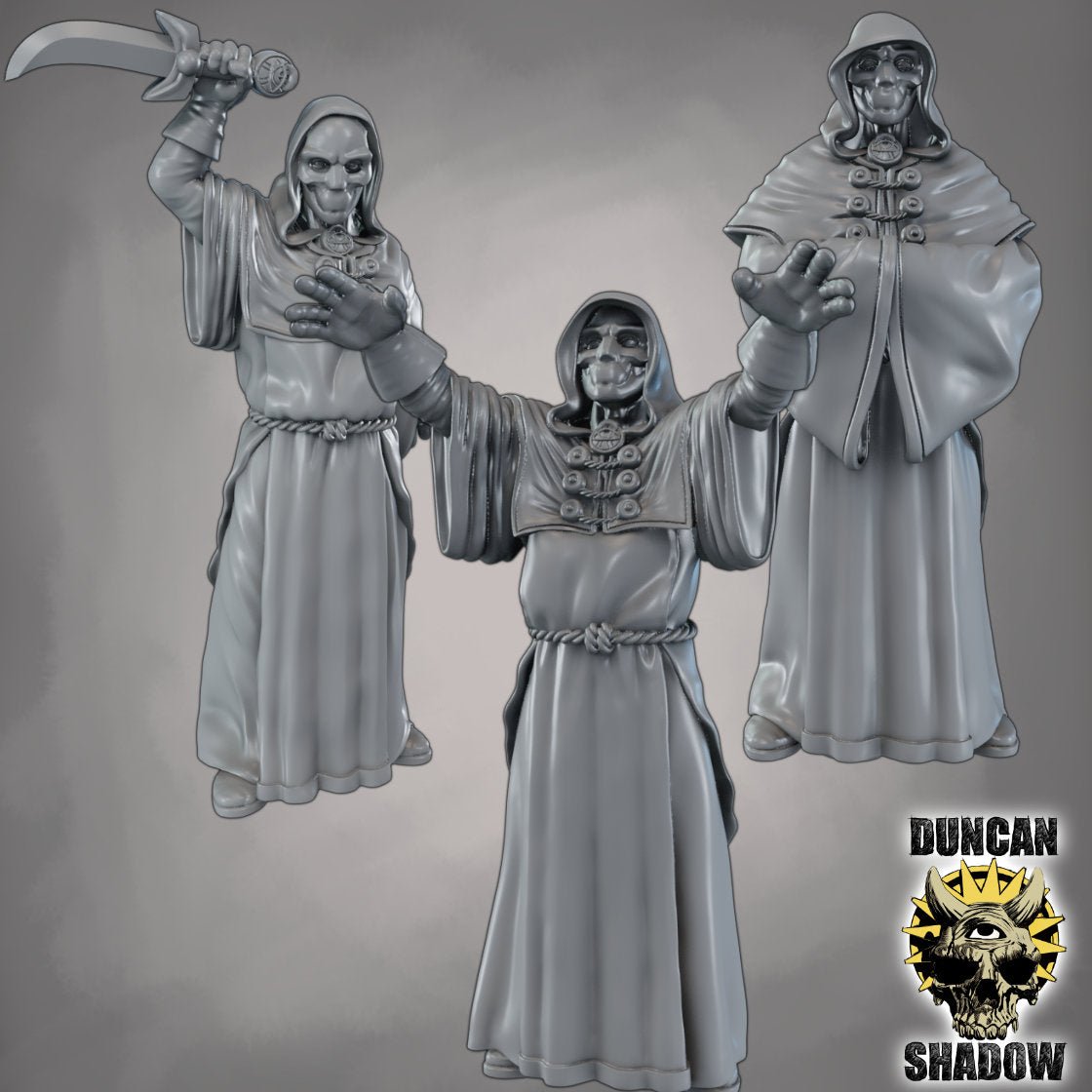 Cultists initiates Miniature | Set of 3 - Tabletop RPG & D&D miniature. Perfect for wargaming & collectors