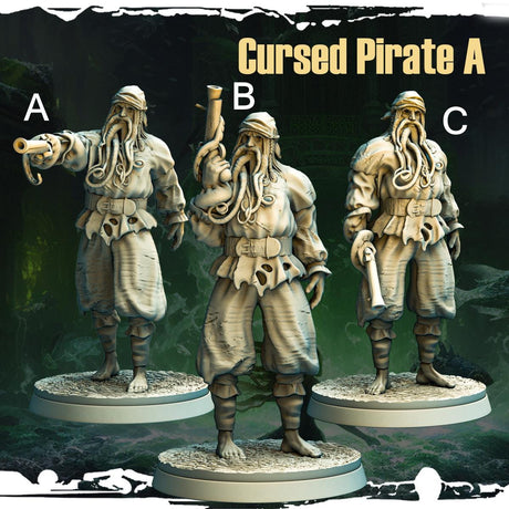 Cursed Pirate Miniature | Cursed Pirate A - Tabletop RPG & D&D miniature. Perfect for wargaming & collectors