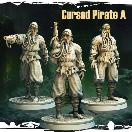 Cursed Pirate Miniature | Cursed Pirate A - Tabletop RPG & D&D miniature. Perfect for wargaming & collectors