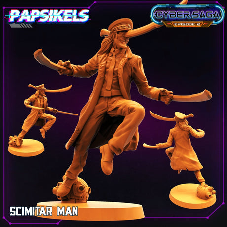 Cyber Villains Miniature | Scimitar Man - Tabletop RPG & D&D miniature. Perfect for wargaming & collectors