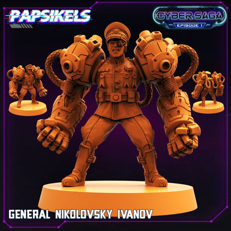 Cyber Villains Miniature | The General - Tabletop RPG & D&D miniature. Perfect for wargaming & collectors