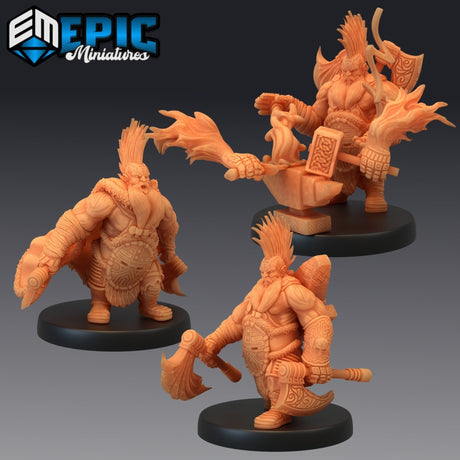 Dark Dwarf Miniature | Set of 3 - Tabletop RPG & D&D miniature. Perfect for wargaming & collectors