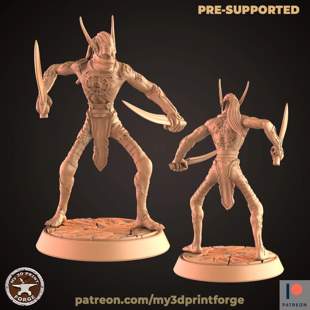 Dark Elves Miniature | B - Tabletop RPG & D&D miniature. Perfect for wargaming & collectors
