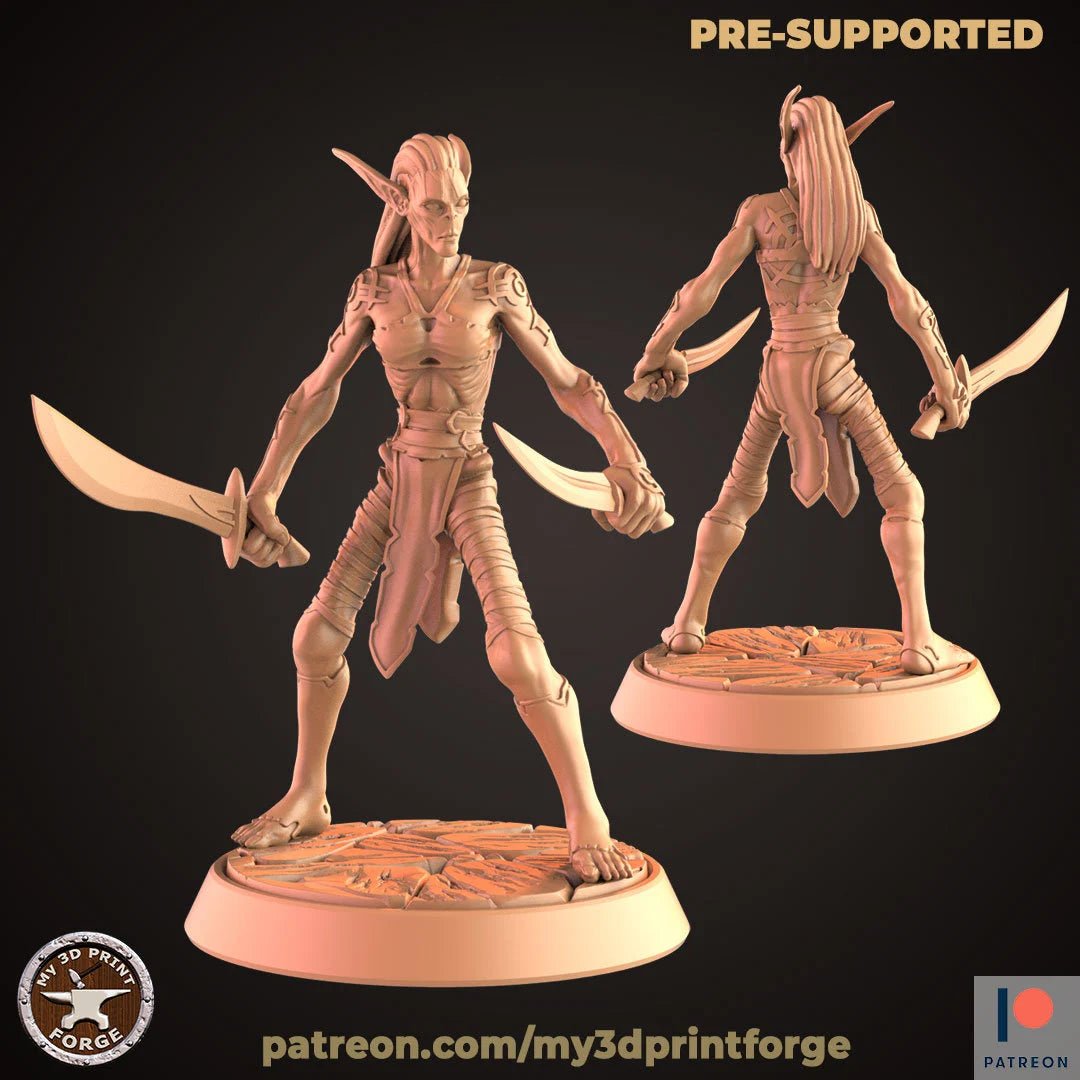 Dark Elves Miniature | D - Tabletop RPG & D&D miniature. Perfect for wargaming & collectors