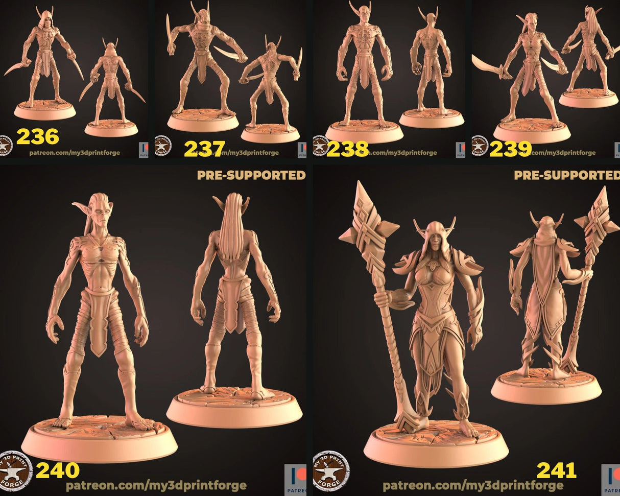 Dark Elves Miniature | Set of 6 - Tabletop RPG & D&D miniature. Perfect for wargaming & collectors