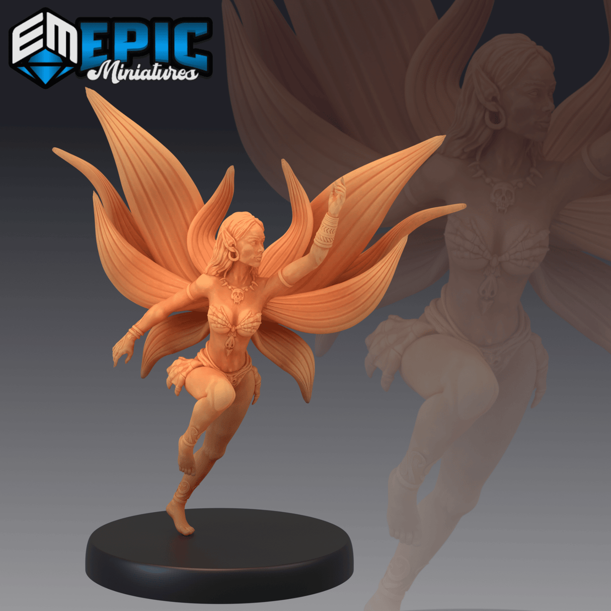 Dark Fairy Miniature | B - Tabletop RPG & D&D miniature. Perfect for wargaming & collectors