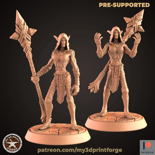 Darkelf Wizard Miniature - Set of 2 - 28mm