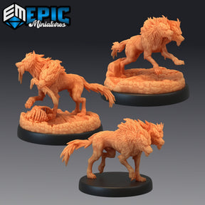 Death Dog Miniature | Set of 3 - Tabletop RPG & D&D miniature. Perfect for wargaming & collectors