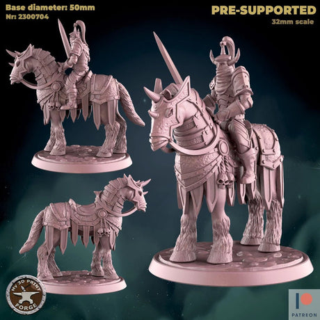 Death Knight Rider Miniature | Set of 2 - Tabletop RPG & D&D miniature. Perfect for wargaming & collectors
