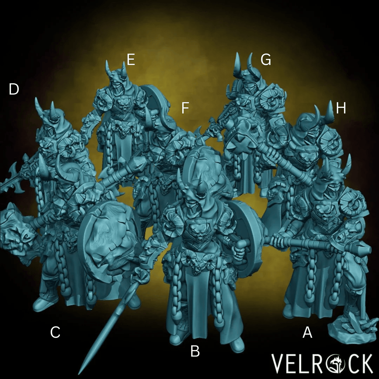 Death Knight Miniature squad | Set of 8 - Tabletop RPG & D&D miniature. Perfect for wargaming & collectors