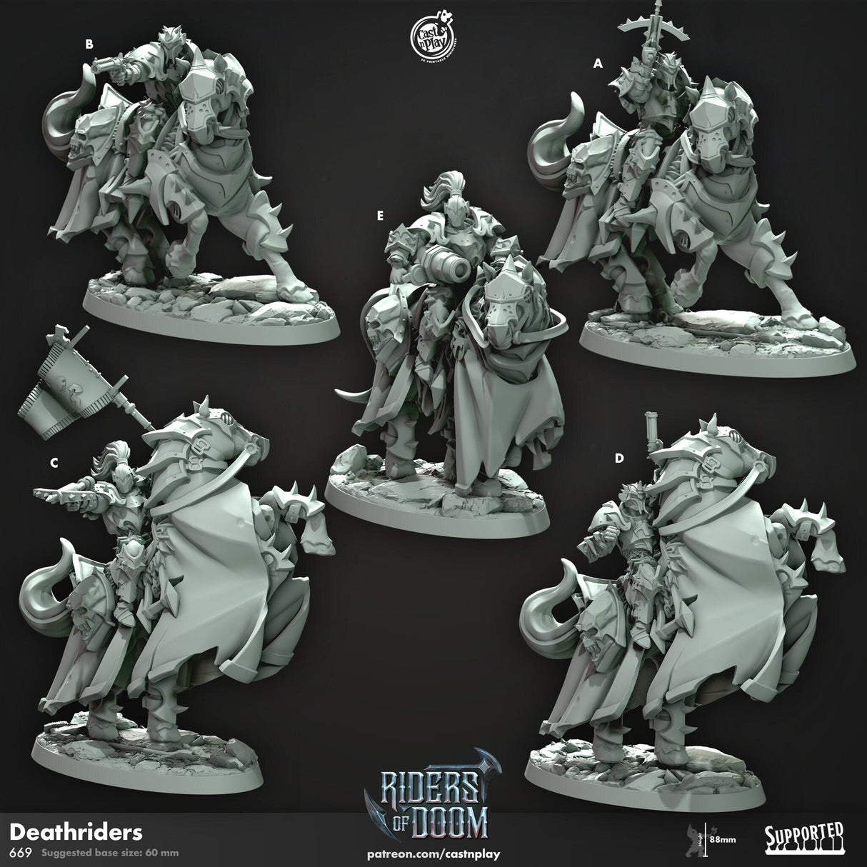 Deathriders, Riders of Doom Miniature | A - Tabletop RPG & D&D miniature. Perfect for wargaming & collectors