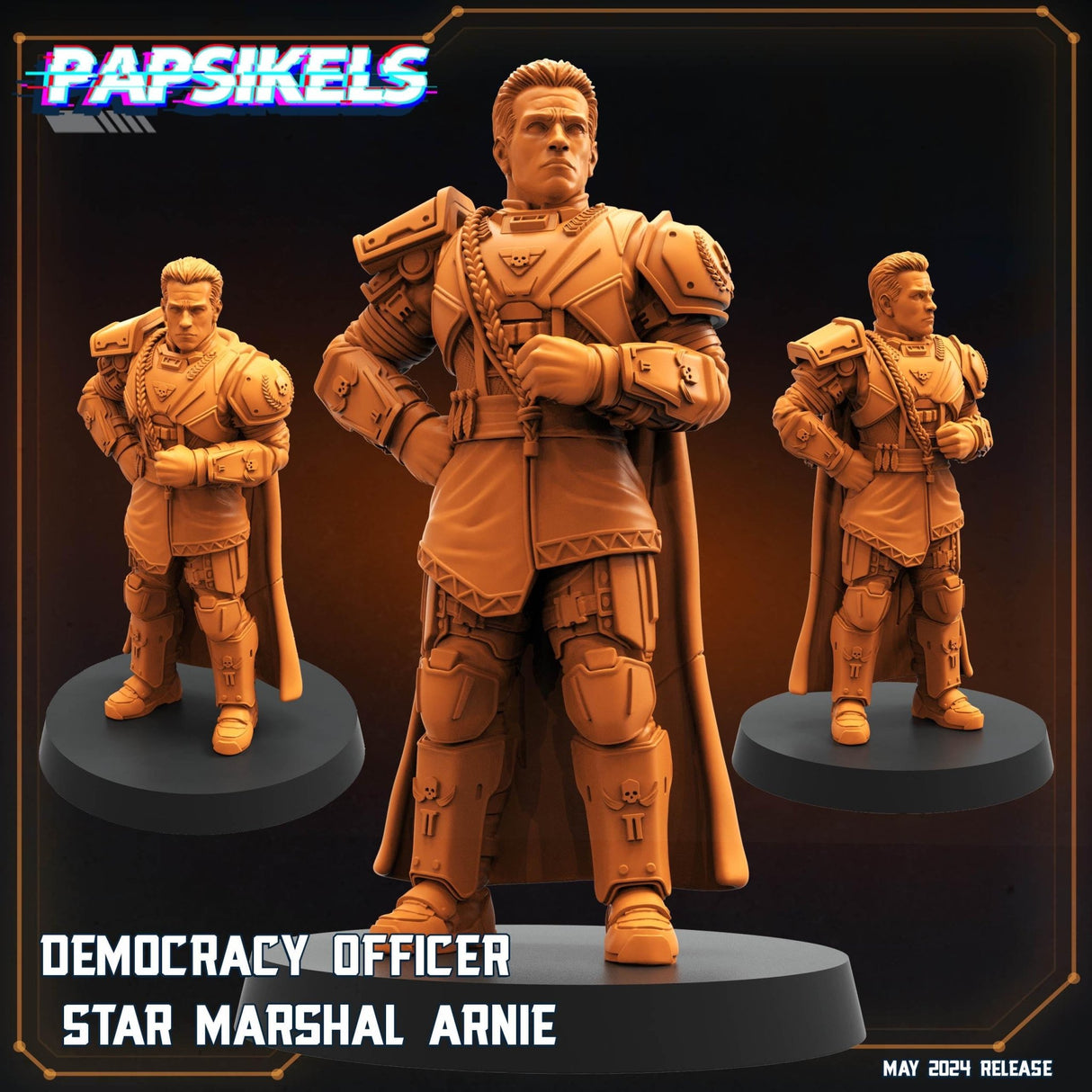 Democracy Troopers Hellstriker Miniature | Officer Arnie - Tabletop RPG & D&D miniature. Perfect for wargaming & collectors