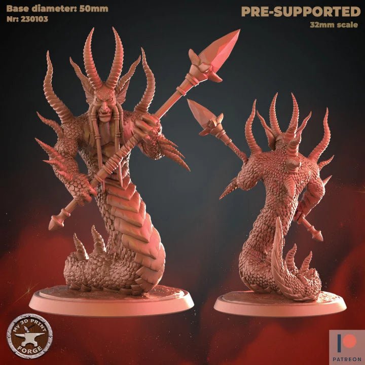 Demon Snakes Miniature | C - Tabletop RPG & D&D miniature. Perfect for wargaming & collectors