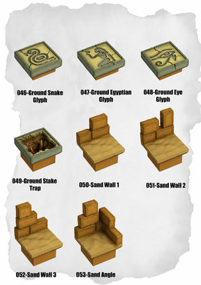 Desert Tiles Ground Glyphs to Sand Angle Pack (ET 046 to ET 053) | Set of 8 - Tabletop RPG & D&D miniature. Perfect for wargaming & collectors