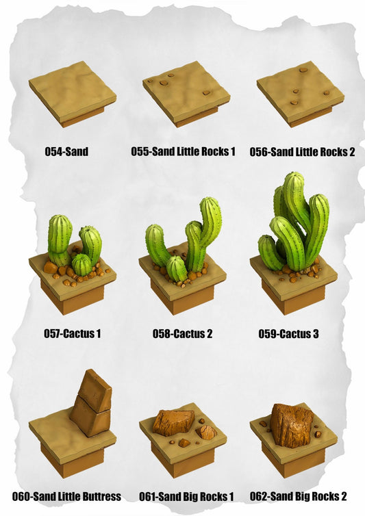 Desert Tiles Sand Detail & Rocks Pack (ET 054 to ET 062) - Set of 9 - 