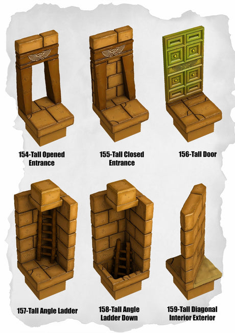 Desert Tiles Tall Entrance & Ladder Pack (ET 154 to ET 159) | Set of 6 - Tabletop RPG & D&D miniature. Perfect for wargaming & collectors