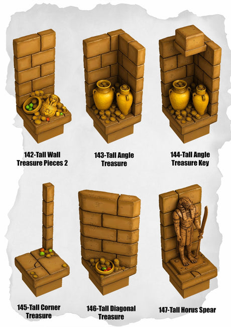 Desert Tiles Tall Treasure Details Pack (ET 142 to ET 147) | Set of 6 - Tabletop RPG & D&D miniature. Perfect for wargaming & collectors