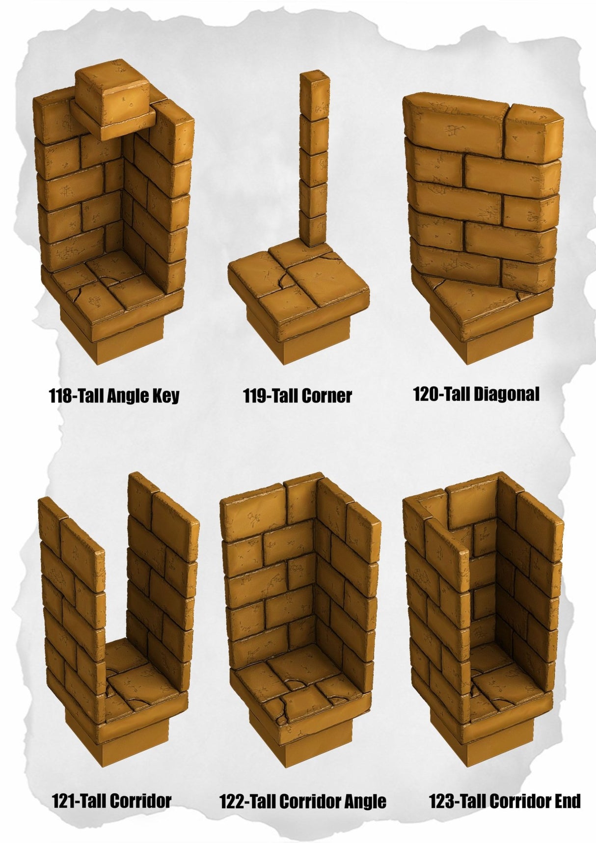 Desert Tiles Tall Wall & Corridor Pack (ET 118 to ET 123) | Set of 6 - Tabletop RPG & D&D miniature. Perfect for wargaming & collectors
