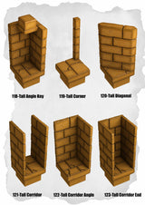 Desert Tiles Tall Wall & Corridor Pack (ET 118 to ET 123) | Set of 6 - Tabletop RPG & D&D miniature. Perfect for wargaming & collectors