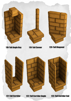 Desert Tiles Tall Wall & Corridor Pack (ET 118 to ET 123) | Set of 6 - Tabletop RPG & D&D miniature. Perfect for wargaming & collectors