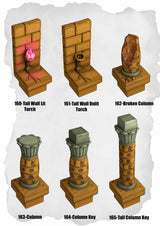 Desert Tiles Tall Wall Fire & Column Pack (ET 160 to ET 165) | Set of 6 - Tabletop RPG & D&D miniature. Perfect for wargaming & collectors