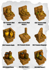 Desert Tiles Treasure Anubis to Wall Vases Pack (ET 037 to ET 045) | Set of 9 - Tabletop RPG & D&D miniature. Perfect for wargaming & collectors