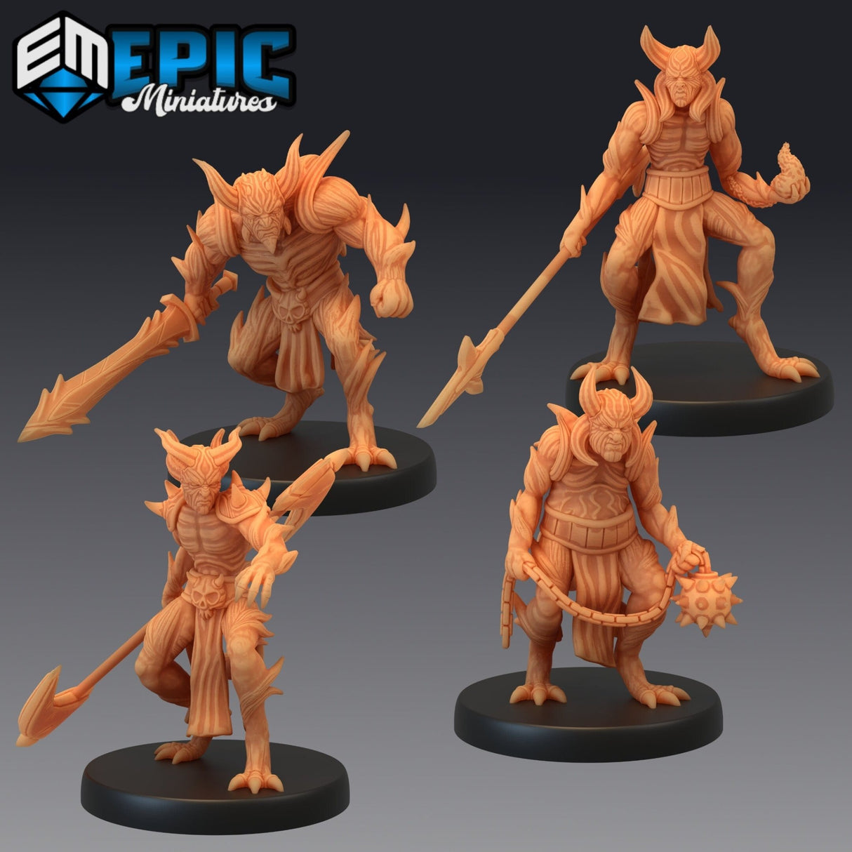 Devil Army Miniature | set of 4 - Tabletop RPG & D&D miniature. Perfect for wargaming & collectors