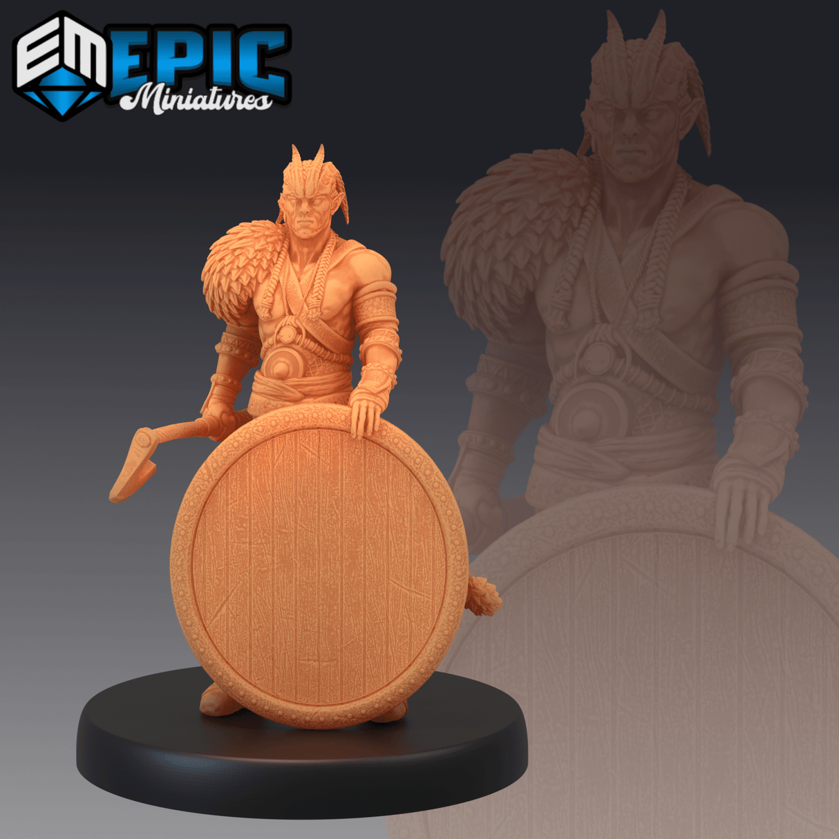 Devil Barbarian Miniature | A - Tabletop RPG & D&D miniature. Perfect for wargaming & collectors