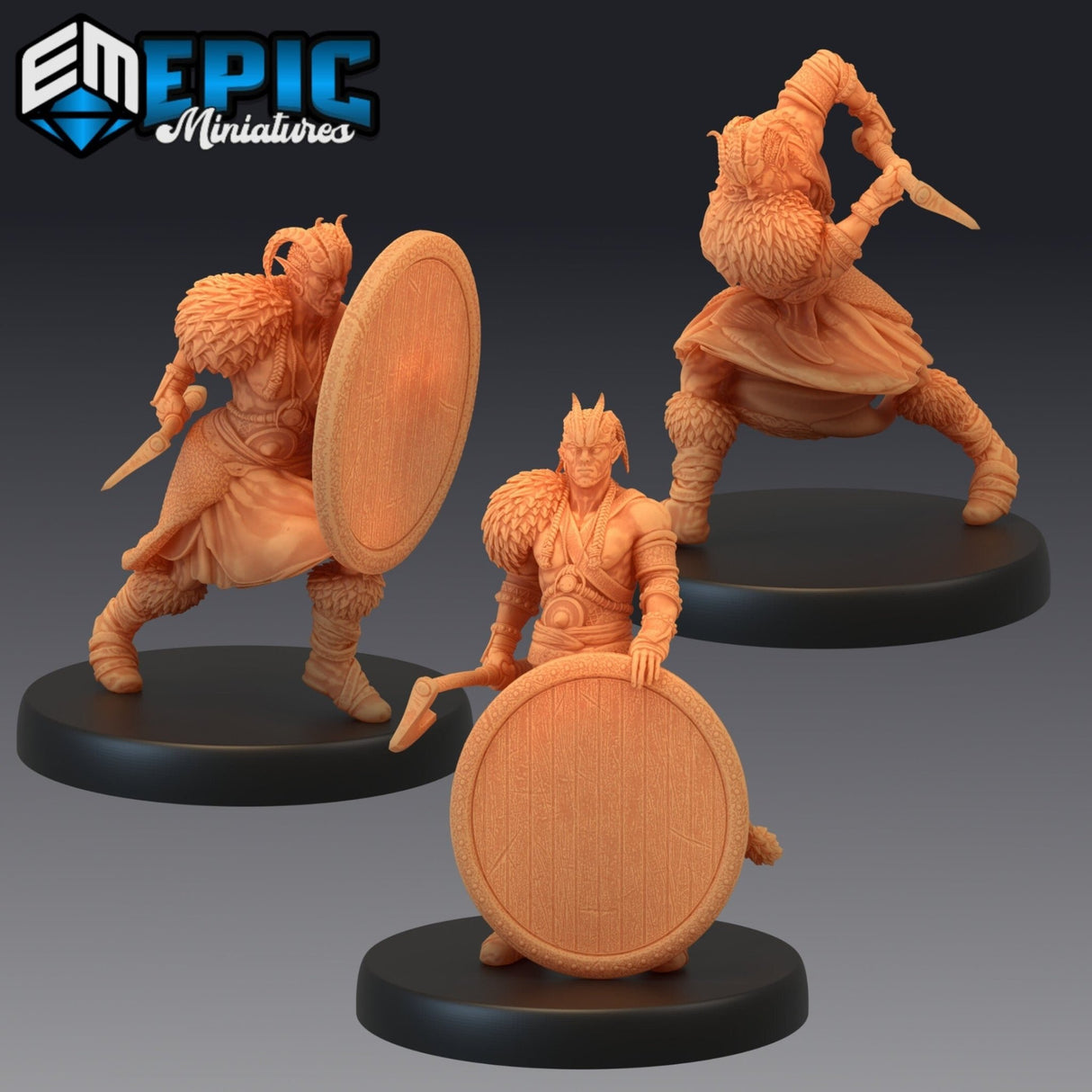Devil Barbarian Miniature | Set of 3 - Tabletop RPG & D&D miniature. Perfect for wargaming & collectors