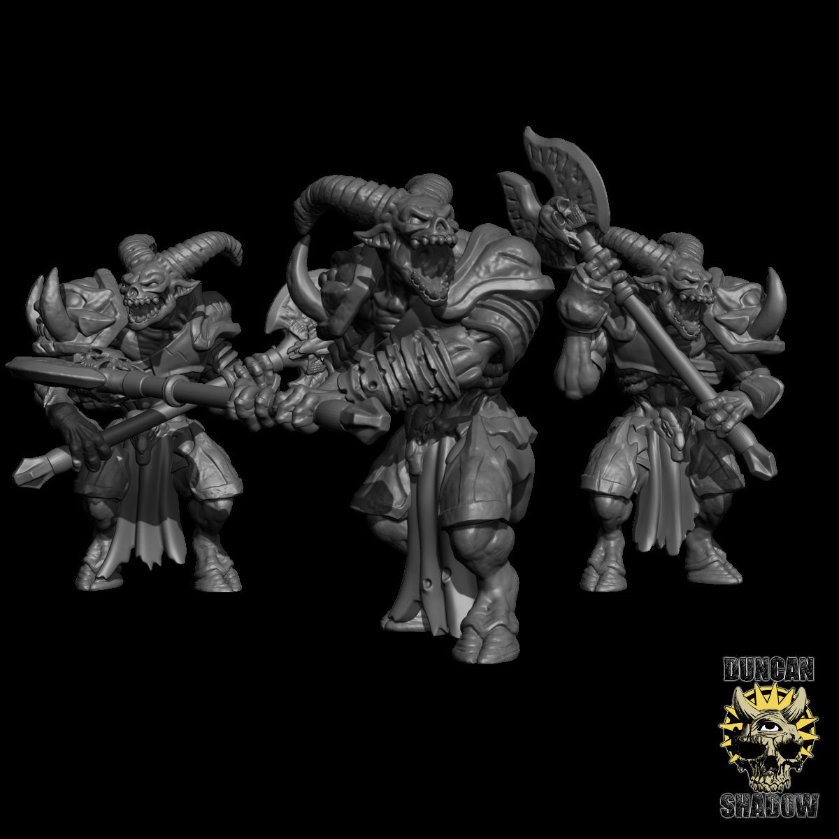 Devil with Axes Miniature | Set of 3 - Tabletop RPG & D&D miniature. Perfect for wargaming & collectors
