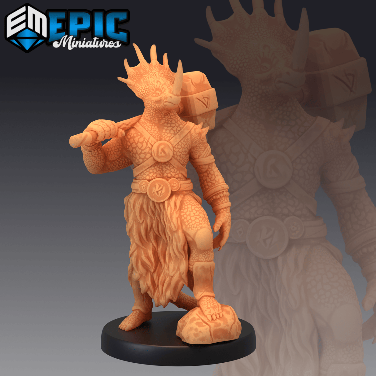 Dinosaur Tribe Miniature | B - Tabletop RPG & D&D miniature. Perfect for wargaming & collectors