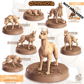 Doberman Companion Miniature | Bare A - Tabletop RPG & D&D miniature. Perfect for wargaming & collectors