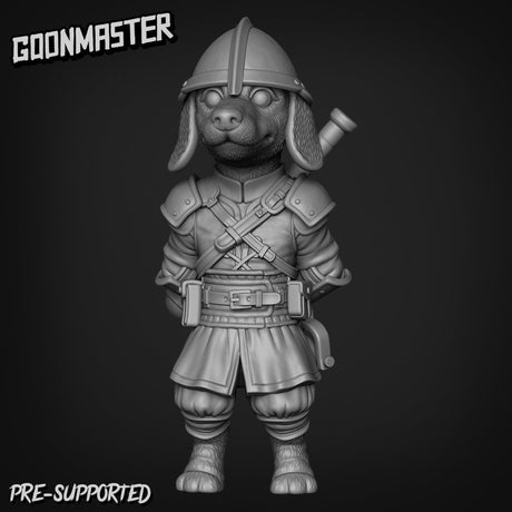Dog Folk Fighter with helmet Miniature | A - Tabletop RPG & D&D miniature. Perfect for wargaming & collectors